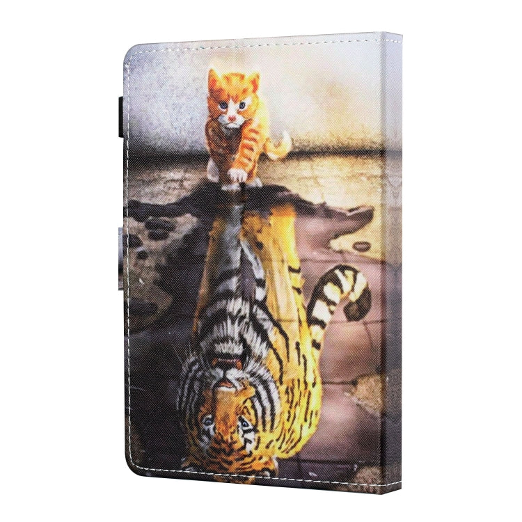 For 10 inch Tablet PC Universal Sewing Thread Horizontal Painted Flat Leather Case with Pen Cover & Anti Skid Strip & Card Slot & Holder(Cat And Tiger) - free shipping - PMC TechLife - Order now!