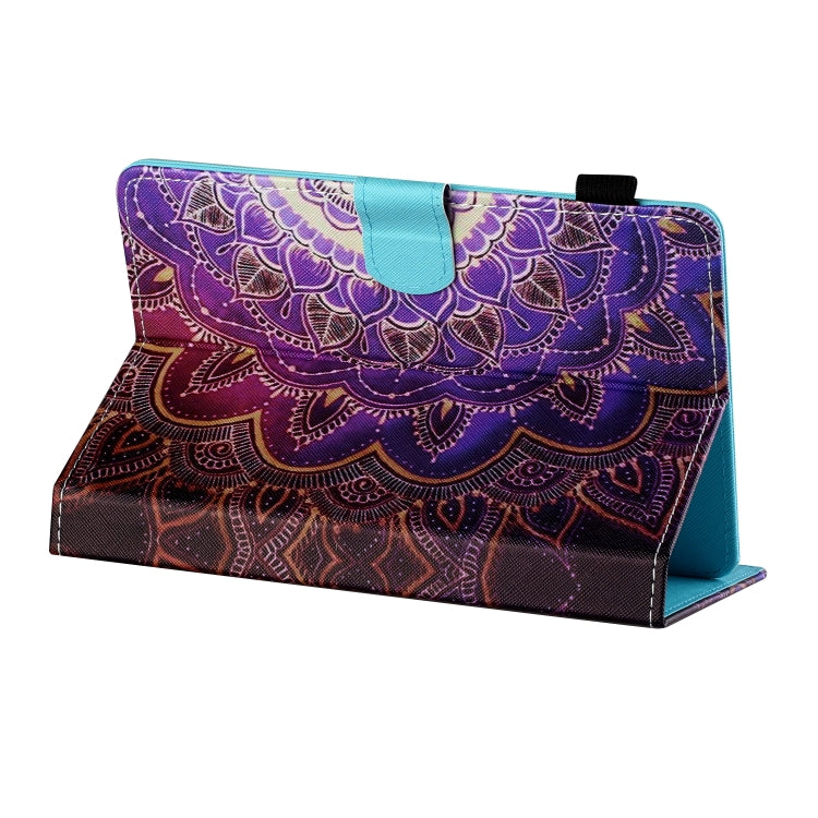 For 10 inch Tablet PC Universal Sewing Thread Horizontal Painted Flat Leather Case with Pen Cover & Anti Skid Strip & Card Slot & Holder(Datura Flowers) - 10 - 11 inch by PMC TechLife | Online Shopping South Africa | PMC TechLife | Buy Now Pay Later Mobicred