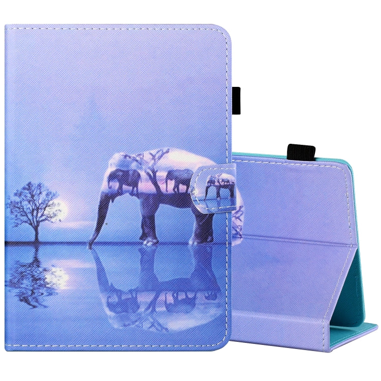 For 10 inch Tablet PC Universal Sewing Thread Horizontal Painted Flat Leather Case with Pen Cover & Anti Skid Strip & Card Slot & Holder(Tree And Elephant) - 10 - 11 inch by PMC TechLife | Online Shopping South Africa | PMC TechLife | Buy Now Pay Later Mobicred