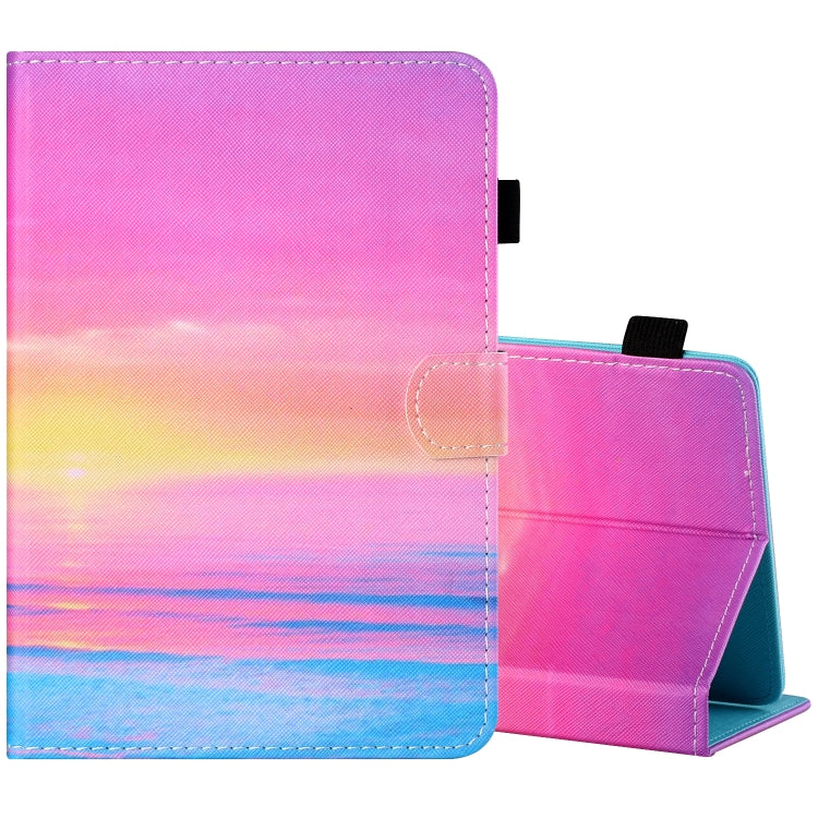 For 10 inch Tablet PC Universal Sewing Thread Horizontal Painted Flat Leather Case with Pen Cover & Anti Skid Strip & Card Slot & Holder(Sunrise) - 10 - 11 inch by PMC TechLife | Online Shopping South Africa | PMC TechLife | Buy Now Pay Later Mobicred