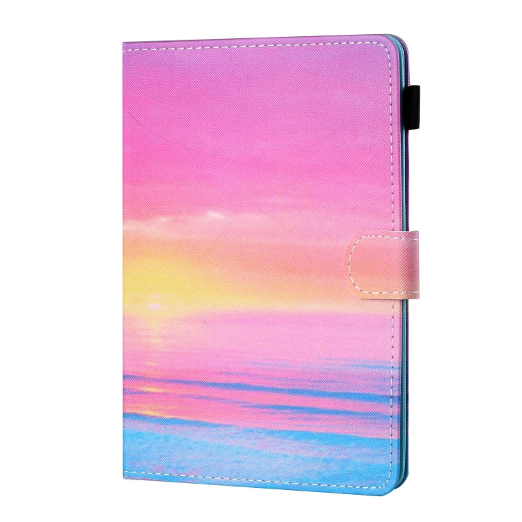 For 10 inch Tablet PC Universal Sewing Thread Horizontal Painted Flat Leather Case with Pen Cover & Anti Skid Strip & Card Slot & Holder(Sunrise) - 10 - 11 inch by PMC TechLife | Online Shopping South Africa | PMC TechLife | Buy Now Pay Later Mobicred