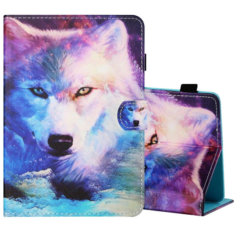 For 10 inch Tablet PC Universal Sewing Thread Horizontal Painted Flat Leather Case with Pen Cover & Anti Skid Strip & Card Slot & Holder(Wolf) - 10 - 11 inch by PMC TechLife | Online Shopping South Africa | PMC TechLife | Buy Now Pay Later Mobicred