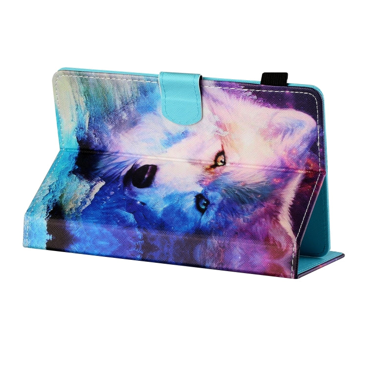 For 10 inch Tablet PC Universal Sewing Thread Horizontal Painted Flat Leather Case with Pen Cover & Anti Skid Strip & Card Slot & Holder(Wolf) - 10 - 11 inch by PMC TechLife | Online Shopping South Africa | PMC TechLife | Buy Now Pay Later Mobicred