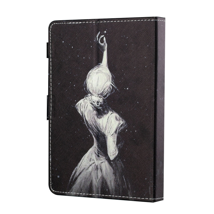For 10 inch Tablet PC Universal Sewing Thread Horizontal Painted Flat Leather Case with Pen Cover & Anti Skid Strip & Card Slot & Holder(Star Girl) - free shipping - PMC TechLife - Order now!