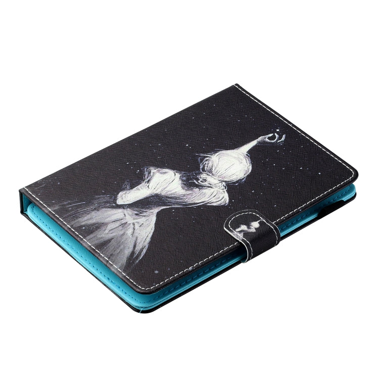 For 10 inch Tablet PC Universal Sewing Thread Horizontal Painted Flat Leather Case with Pen Cover & Anti Skid Strip & Card Slot & Holder(Star Girl) - free shipping - PMC TechLife - Order now!