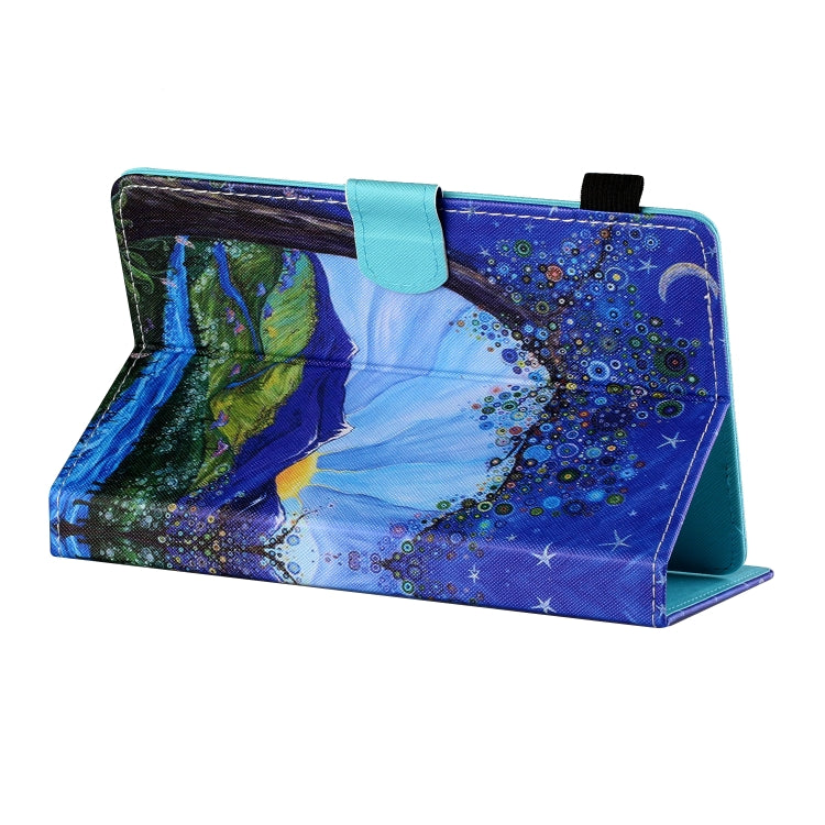 For 10 inch Tablet PC Universal Sewing Thread Horizontal Painted Flat Leather Case with Pen Cover & Anti Skid Strip & Card Slot & Holder(Sunrise With Tree) - free shipping - PMC TechLife - Order now!