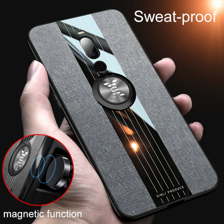 For Meizu Note 8 XINLI Stitching Cloth Texture Shockproof TPU Protective Case with Ring Holder(Grey) - More Brand by XINLI | Online Shopping South Africa | PMC Jewellery | Buy Now Pay Later Mobicred