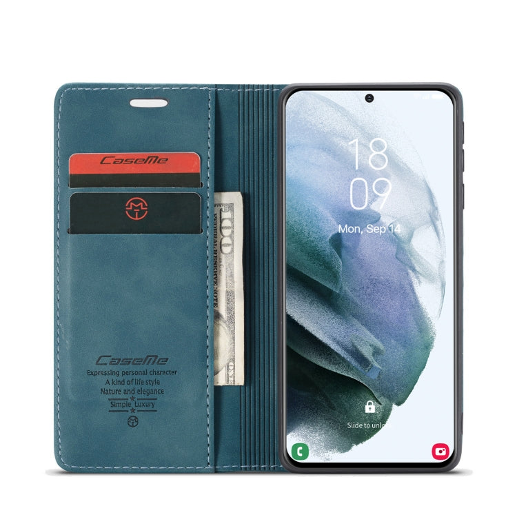 For Samsung Galaxy S21 5G CaseMe 013 Multifunctional Horizontal Flip Leather Case with Holder & Card Slot & Wallet(Blue) - free shipping - PMC TechLife - Order now!