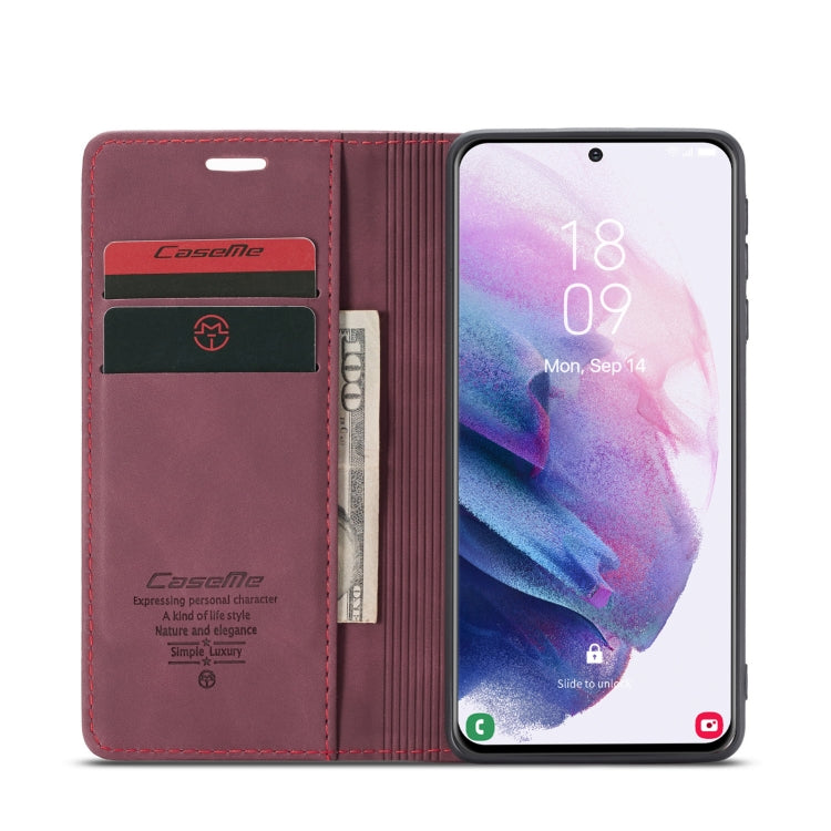 For Samsung Galaxy S21 5G CaseMe 013 Multifunctional Horizontal Flip Leather Case with Holder & Card Slot & Wallet(Wine Red) - free shipping - PMC TechLife - Order now!