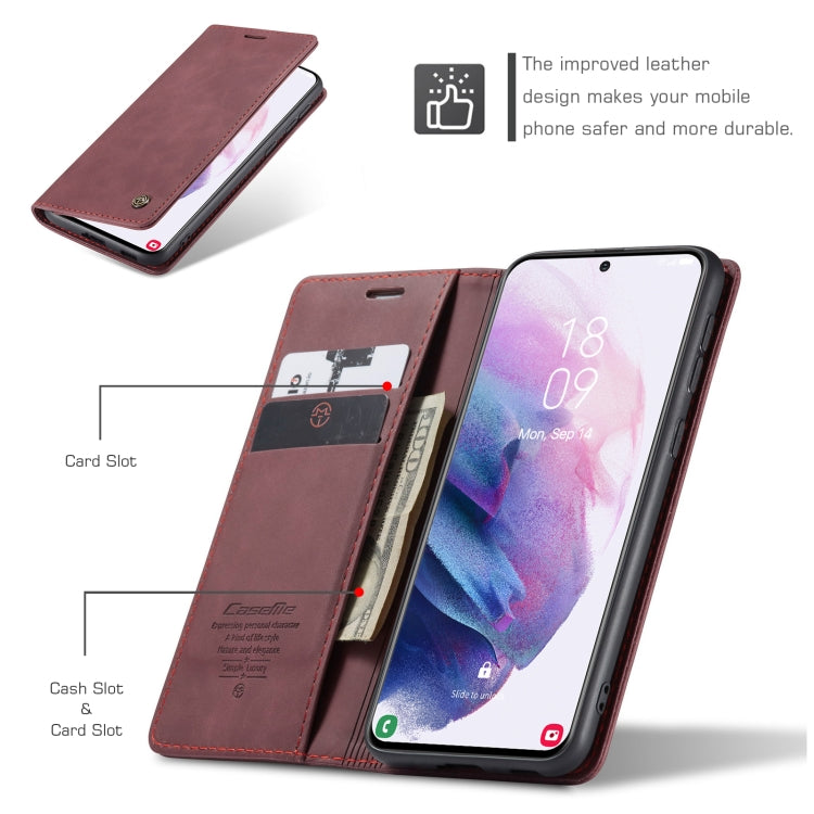 For Samsung Galaxy S21 5G CaseMe 013 Multifunctional Horizontal Flip Leather Case with Holder & Card Slot & Wallet(Wine Red) - free shipping - PMC TechLife - Order now!