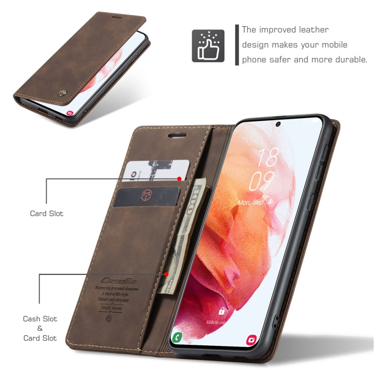 For Samsung Galaxy S21 5G CaseMe 013 Multifunctional Horizontal Flip Leather Case with Holder & Card Slot & Wallet(Coffee) - free shipping - PMC TechLife - Order now!