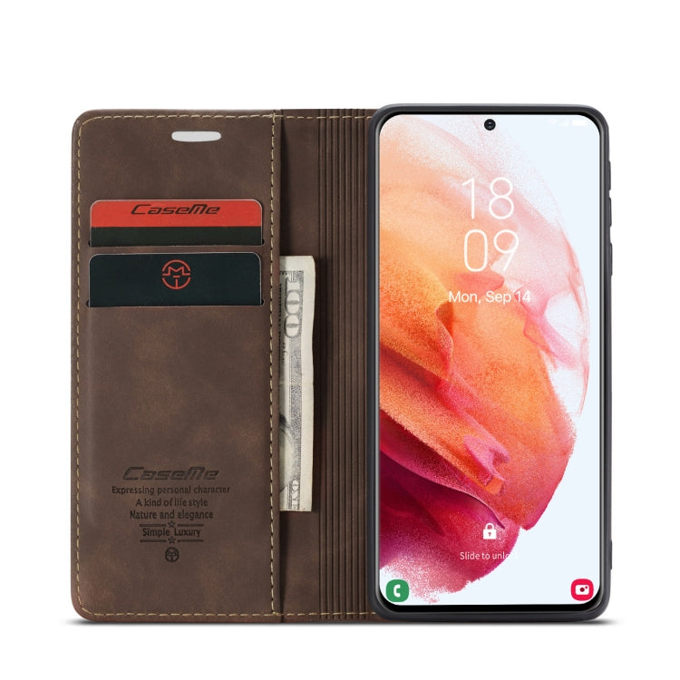 For Samsung Galaxy S21 5G CaseMe 013 Multifunctional Horizontal Flip Leather Case with Holder & Card Slot & Wallet(Coffee) - free shipping - PMC TechLife - Order now!