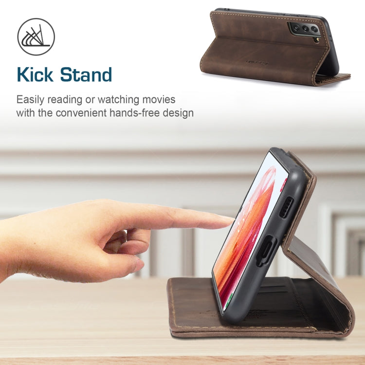 For Samsung Galaxy S21 5G CaseMe 013 Multifunctional Horizontal Flip Leather Case with Holder & Card Slot & Wallet(Coffee) - free shipping - PMC TechLife - Order now!