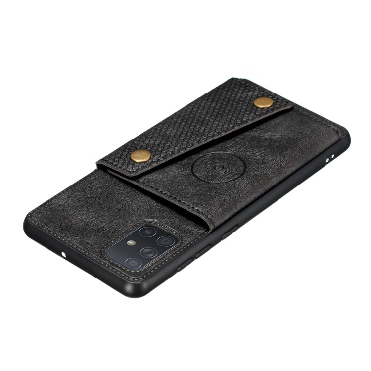 For Samsung Galaxy A52 5G / 4G Double Buckle PU + TPU Shockproof Magnetic Protective Case with Card Slot & Holder(Black) - Galaxy Phone Cases by PMC TechLife | Online Shopping South Africa | PMC TechLife