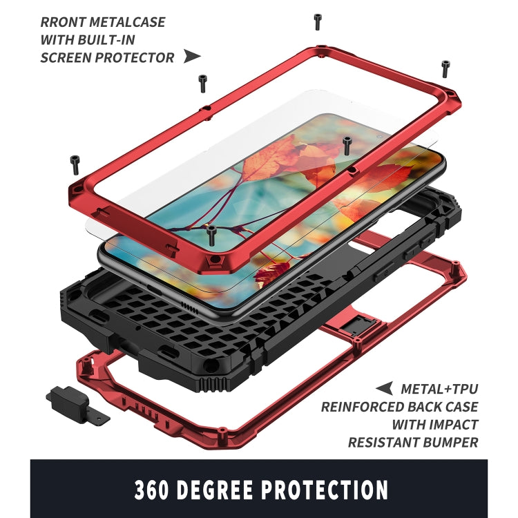 For Samsung Galaxy S21+ 5G R-JUST Shockproof Waterproof Dust-proof Metal + Silicone Protective Case with Holder(Red) - Galaxy S21+ 5G Cases by R-JUST | Online Shopping South Africa | PMC TechLife | Buy Now Pay Later Mobicred