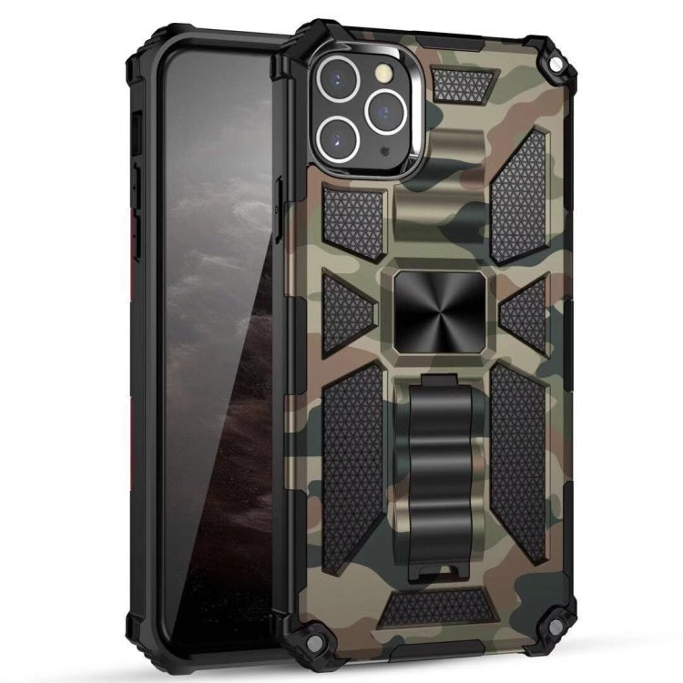 For iPhone 11 Pro Max Camouflage Armor Shockproof TPU + PC Magnetic Protective Case with Holder (Army Green) - iPhone 11 Pro Max Cases by PMC TechLife | Online Shopping South Africa | PMC TechLife | Buy Now Pay Later Mobicred