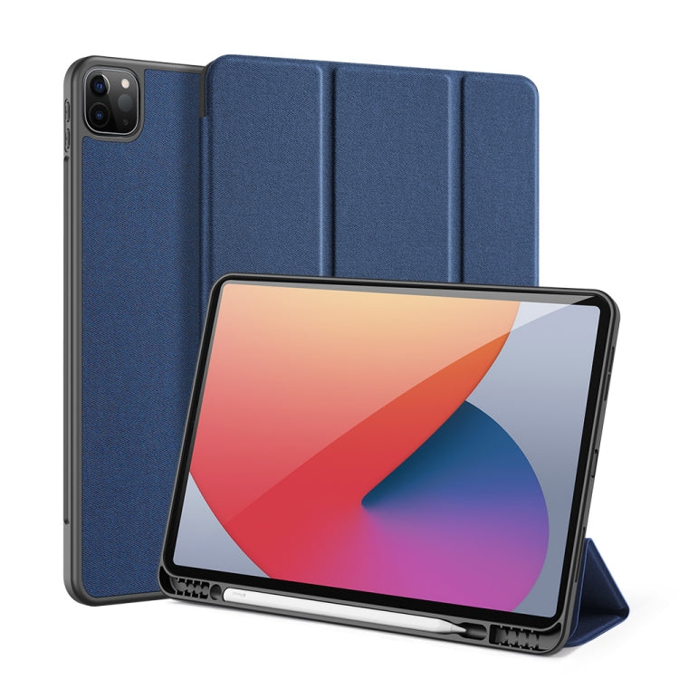 For iPad Pro 12.9 2022 / 2021 / 2020 DUX DUCIS Domo Series Horizontal Flip Magnetic TPU + PU Leather Tablet Case with Three-folding Holder & Pen Slot & Sleep / Wake-up Function(Blue) - free shipping - PMC Jewellery - Order now!