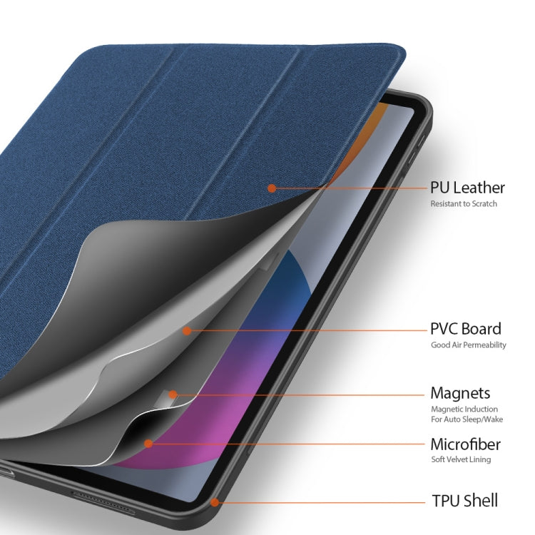 For iPad Pro 12.9 2022 / 2021 / 2020 DUX DUCIS Domo Series Horizontal Flip Magnetic TPU + PU Leather Tablet Case with Three-folding Holder & Pen Slot & Sleep / Wake-up Function(Blue) - free shipping - PMC Jewellery - Order now!