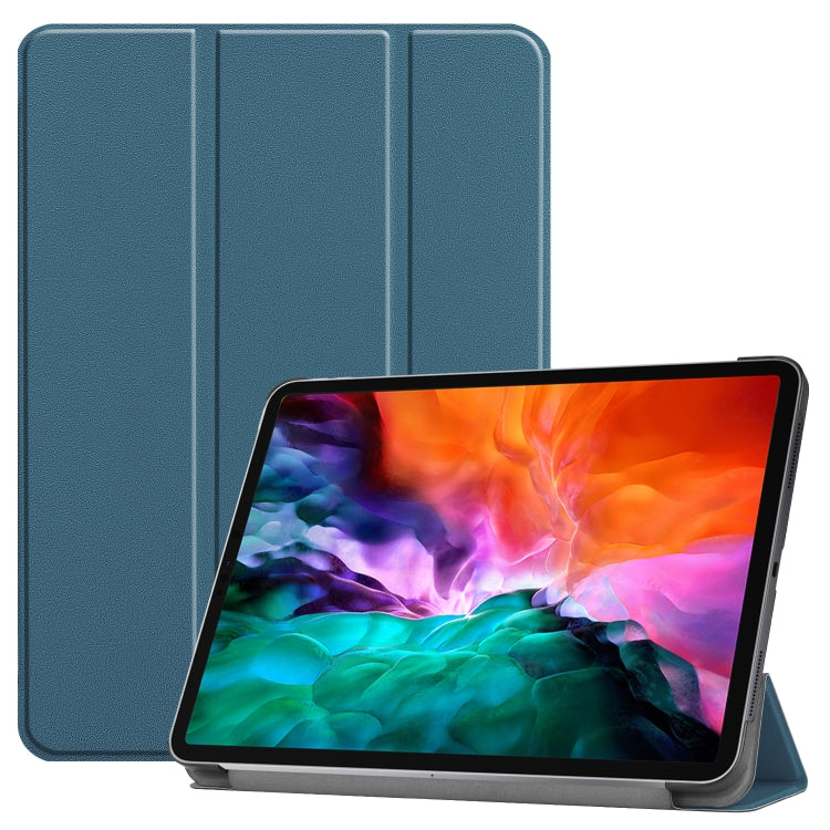 For  iPad Air 13 2024 / Pro 12.9 2022 Custer Texture 3-folding Smart Leather Tablet Case(Dark Green) - iPad Pro 12.9 (2022/2021) Cases by PMC TechLife | Online Shopping South Africa | PMC TechLife | Buy Now Pay Later Mobicred