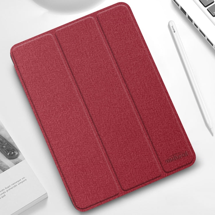 For iPad Pro 12.9 2022 / 2021 / 2020 Mutural YASHI Series TPU + PU Cloth Pattern Texture Horizontal Flip Leather Tablet Case with Three-folding Holder & Pen Slot & Wake-up / Sleep Function(Red) - free shipping - PMC TechLife - Order now!