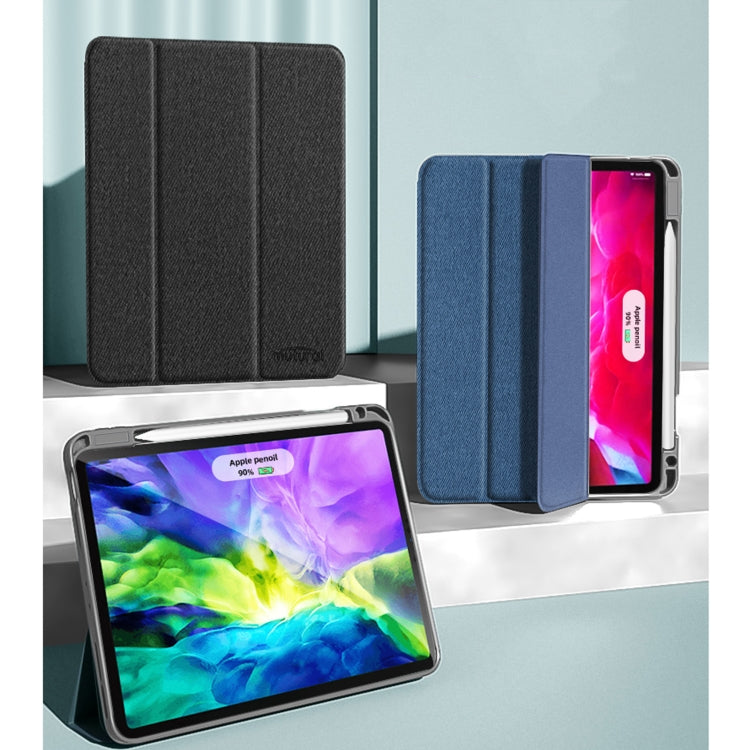 For iPad Pro 12.9 2022 / 2021 / 2020 Mutural YASHI Series TPU + PU Cloth Pattern Texture Horizontal Flip Leather Tablet Case with Three-folding Holder & Pen Slot & Wake-up / Sleep Function(Red) - free shipping - PMC TechLife - Order now!