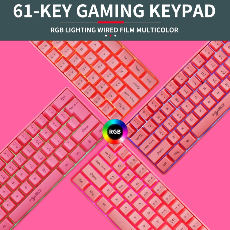 HXSJ V700 61 Keys RGB Lighting Gaming Wired Keyboard (Pink) - free shipping - PMC Jewellery - Order now!