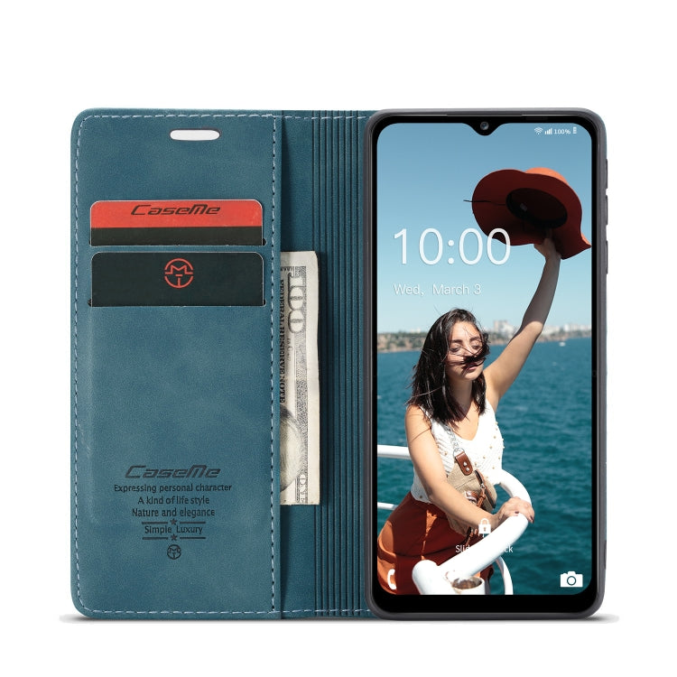 For Samsung Galaxy A12 CaseMe 013 Multifunctional Horizontal Flip Leather Case with Holder & Card Slot & Wallet(Blue) - free shipping - PMC TechLife - Order now!