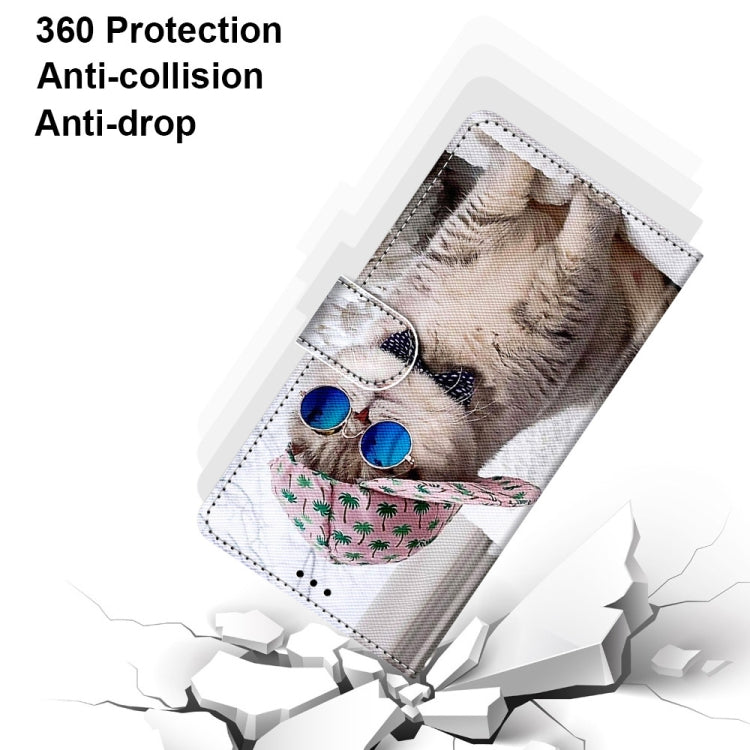 For OPPO Realme C15 / C12 / C25 / 7i (Global) / Narzo 20 / 30A Coloured Drawing Cross Texture Horizontal Flip PU Leather Case with Holder & Card Slots & Wallet & Lanyard(Slant Hat Blue Mirror Cat) - Realme Cases by PMC TechLife | Online Shopping South Africa | PMC TechLife | Buy Now Pay Later Mobicred