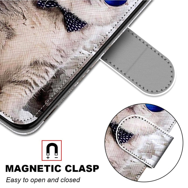 For OPPO Realme C15 / C12 / C25 / 7i (Global) / Narzo 20 / 30A Coloured Drawing Cross Texture Horizontal Flip PU Leather Case with Holder & Card Slots & Wallet & Lanyard(Slant Hat Blue Mirror Cat) - Realme Cases by PMC TechLife | Online Shopping South Africa | PMC TechLife | Buy Now Pay Later Mobicred