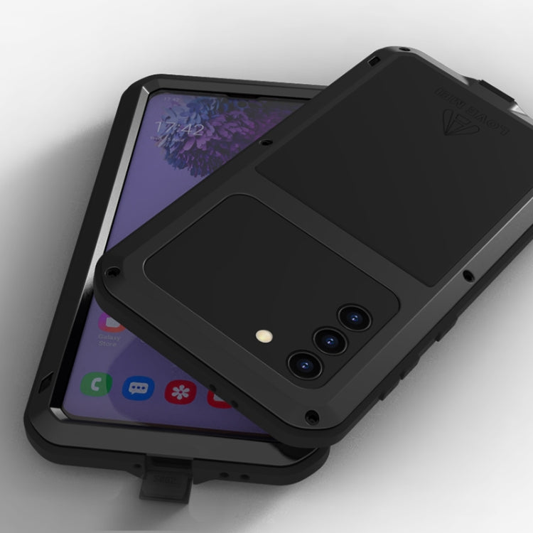For Samsung Galaxy S21+ 5G LOVE MEI Metal Shockproof Waterproof Dustproof Protective Case with Glass(Black) - free shipping - PMC TechLife - Order now!
