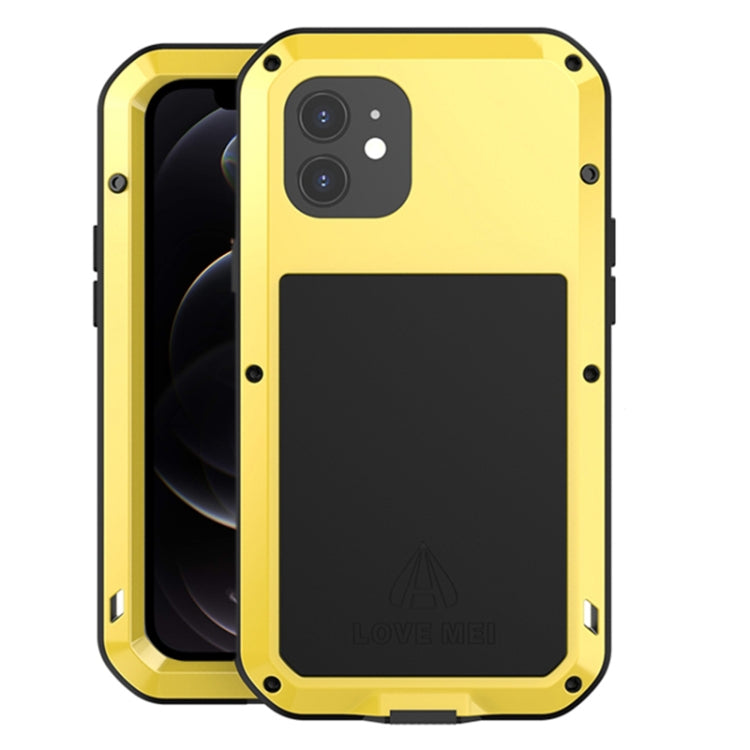 For iPhone 12 LOVE MEI Metal Shockproof Life Waterproof Dustproof Protective Case(Yellow) - free shipping - PMC TechLife - Order now!