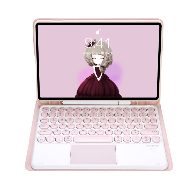 YT098B-A Detachable Candy Color Skin Feel Texture Round Keycap Bluetooth Keyboard Leather Case with Touch Control For iPad Air 11 2024 / 2025 / Air 4 10.9 2020 / Air 5 10.9 2022 (Pink) - For iPad Air by PMC TechLife | Online Shopping South Africa | PMC TechLife | Buy Now Pay Later Mobicred