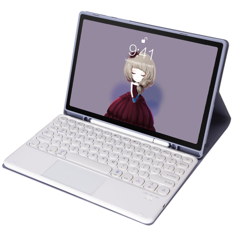 YT098B-A Detachable Candy Color Skin Feel Texture Round Keycap Bluetooth Keyboard Leather Case with Touch Control For iPad Air 11 2024 / 2025 / Air 4 10.9 2020 / Air 5 10.9 2022 (Purple) - free shipping - PMC TechLife - Order now!