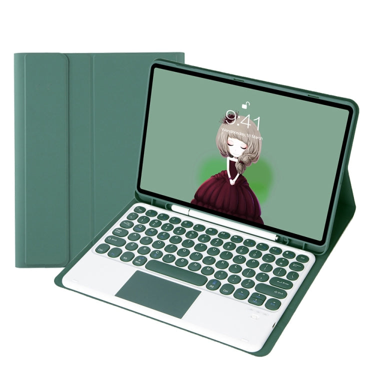 YT102B-A Detachable Candy Color Skin Feel Texture Round Keycap Bluetooth Keyboard Leather Case with Touch Control For iPad 10.2 2020 & 2019 / Air 2019 / Pro 10.5 inch(Dark Green) - Universal by PMC TechLife | Online Shopping South Africa | PMC TechLife
