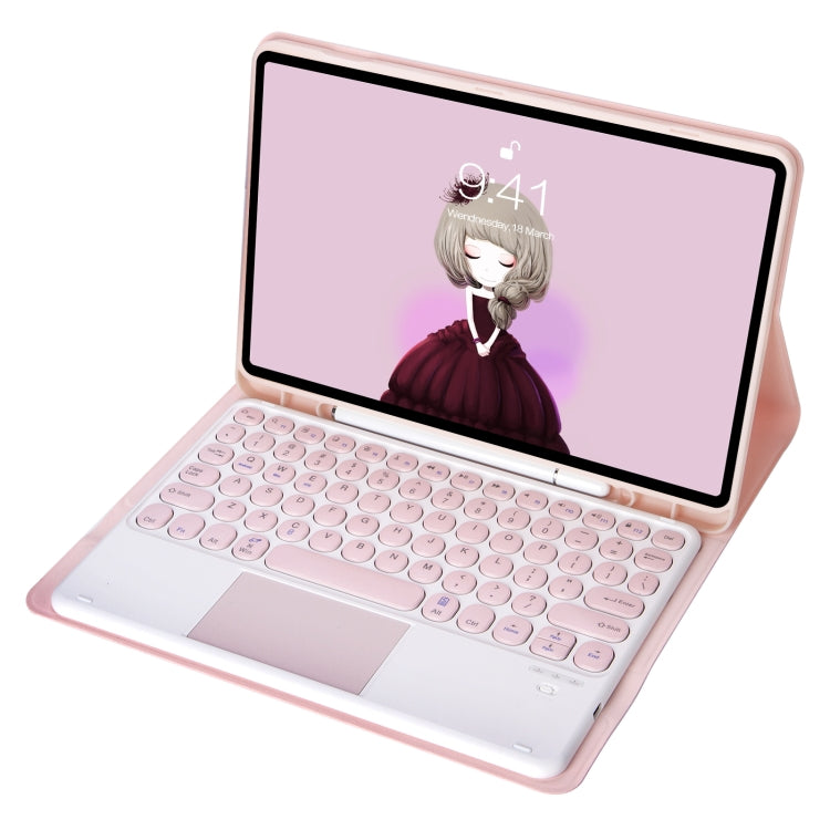 YT07B-A Detachable Candy Color Skin Feel Texture Round Keycap Bluetooth Keyboard Leather Case with Touch Control For iPad 9.7 inch 2018 & 2017 / Pro 9.7 inch / Air 2 / Air(Pink) - Universal by PMC TechLife | Online Shopping South Africa | PMC TechLife