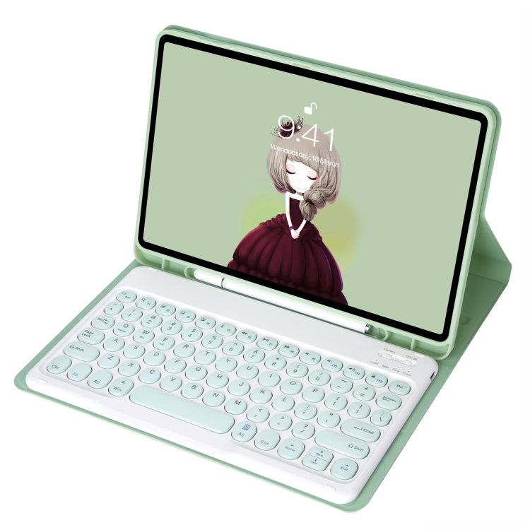 YT11B Detachable Candy Color Skin Feel Texture Round Keycap Bluetooth Keyboard Leather Case For iPad Air 4 2020 / Air 5 2022 / Pro 11 inch 2022 / 2021 / 2020 / 2018(Light Green) - free shipping - PMC TechLife - Order now!