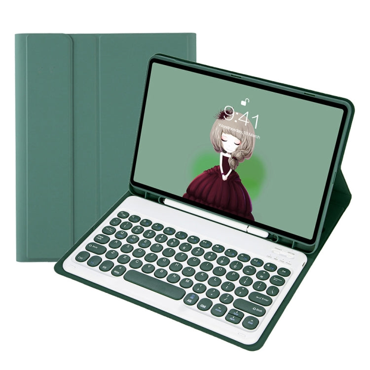 YT07B Detachable Candy Color Skin Feel Texture Round Keycap Bluetooth Keyboard Leather Case For iPad 9.7 inch 2018 & 2017 / Pro 9.7 inch / Air 2 / Air(Dark Green) - Universal by PMC TechLife | Online Shopping South Africa | PMC TechLife