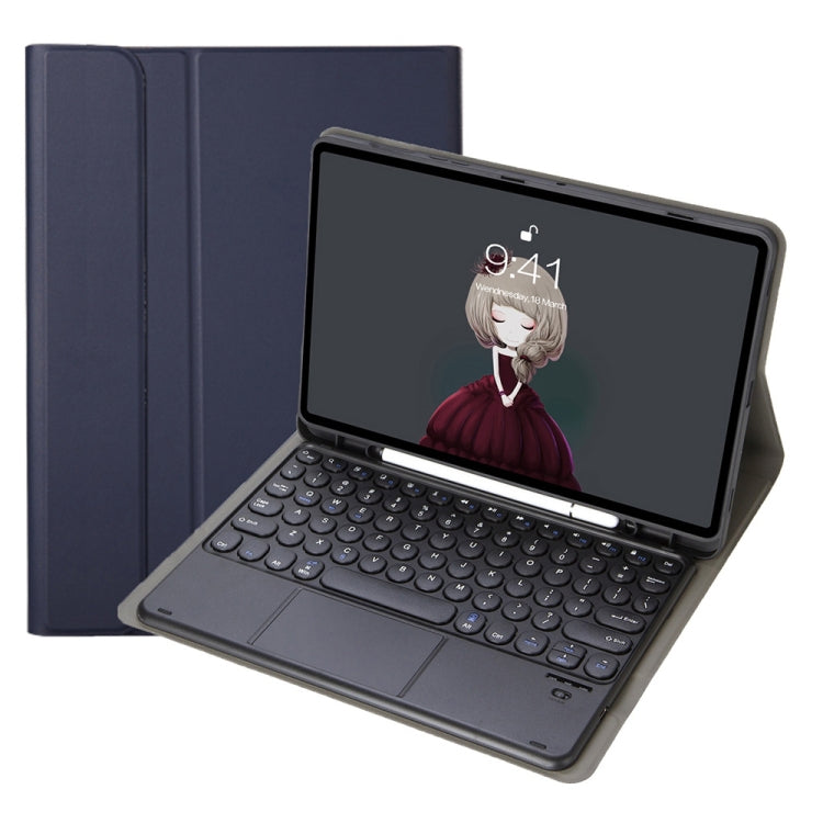 YA102B-A Detachable Lambskin Texture Round Keycap Bluetooth Keyboard Leather Tablet Case with Touch Control & Pen Slot & Stand For iPad 10.2 (2020) & (2019) / Air 3 10.5 inch / Pro 10.5 inch(Dark Blue) - Universal by PMC TechLife | Online Shopping South Africa | PMC TechLife