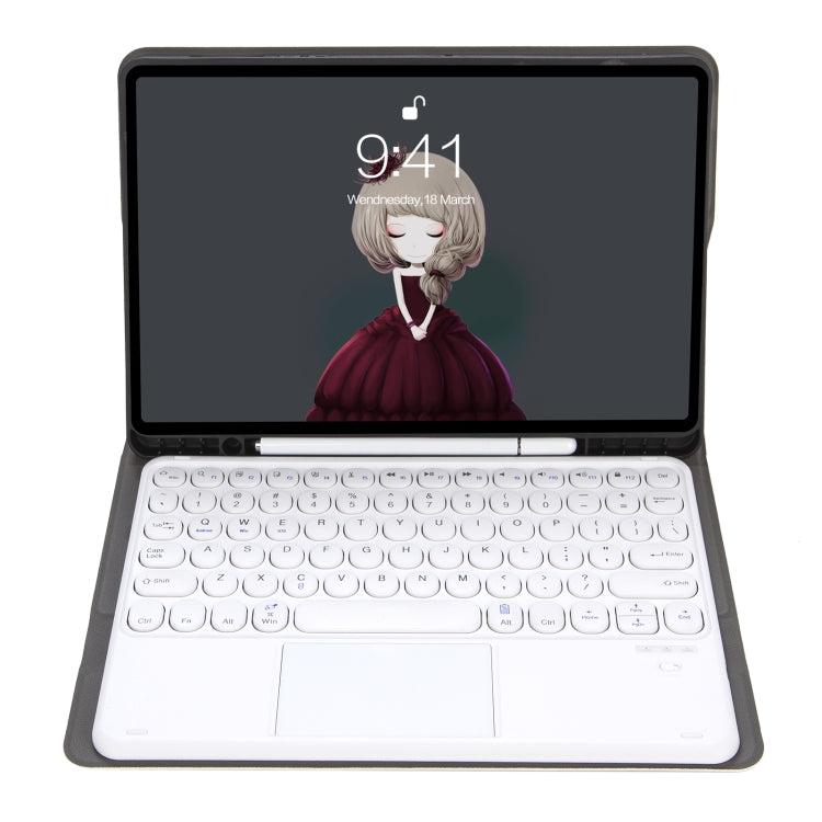 YA102B-A Detachable Lambskin Texture Round Keycap Bluetooth Keyboard Leather Tablet Case with Touch Control & Pen Slot & Stand For iPad 10.2 (2020) & (2019) / Air 3 10.5 inch / Pro 10.5 inch(Rose Gold) - Universal by PMC TechLife | Online Shopping South Africa | PMC TechLife