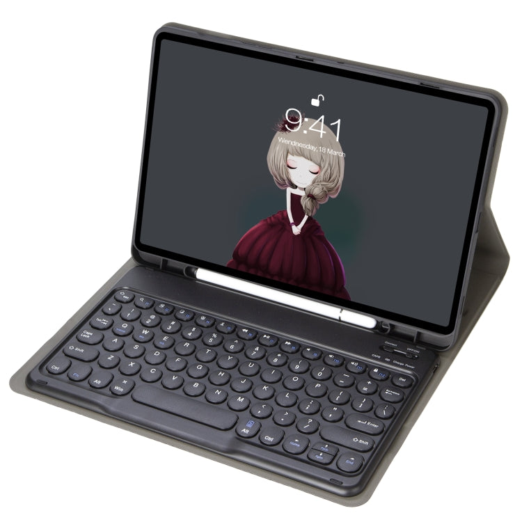 YA610B Detachable Lambskin Texture Round Keycap Bluetooth Keyboard Leather Tablet Case with Pen Slot & Stand For Samsung Galaxy Tab S6 Lite 10.4 P610 & P615 (2020)(Black) - Samsung Keyboard by PMC TechLife | Online Shopping South Africa | PMC TechLife