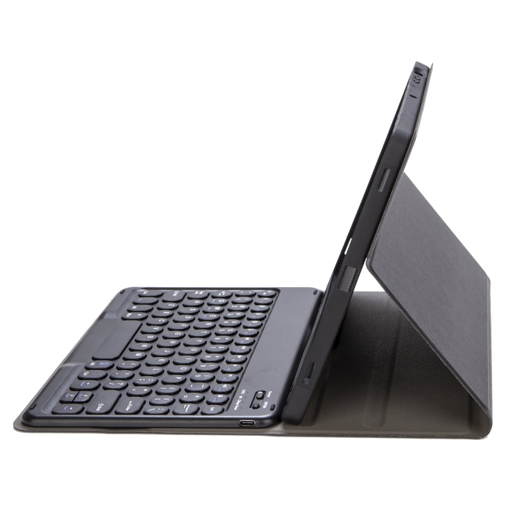 YA610B Detachable Lambskin Texture Round Keycap Bluetooth Keyboard Leather Tablet Case with Pen Slot & Stand For Samsung Galaxy Tab S6 Lite 10.4 P610 & P615 (2020)(Black) - Samsung Keyboard by PMC TechLife | Online Shopping South Africa | PMC TechLife