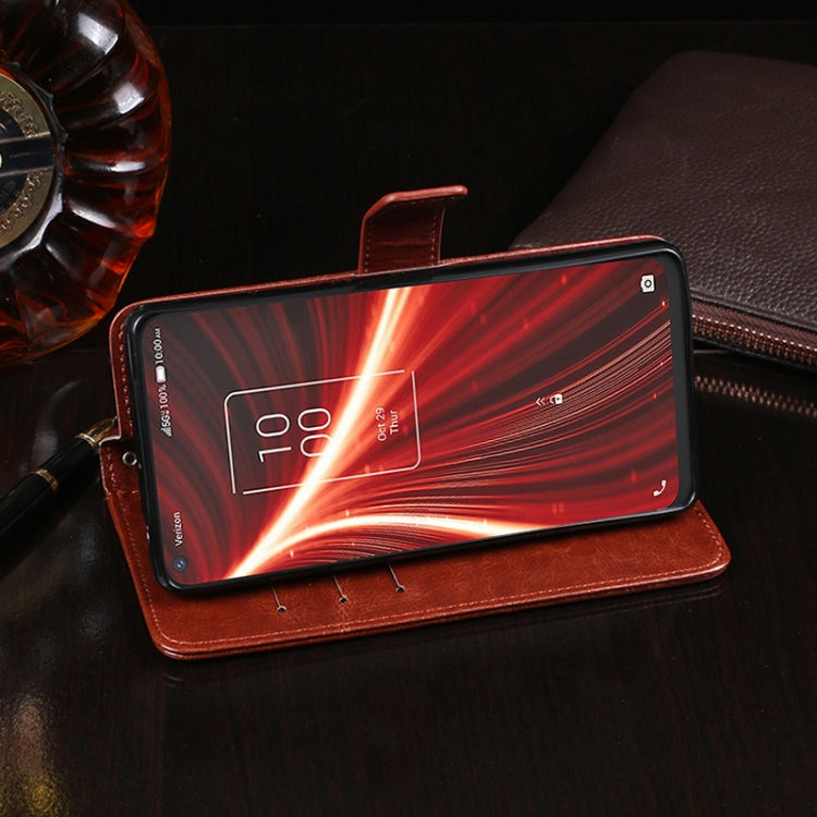 For TCL 10 5G UW idewei Crazy Horse Texture Horizontal Flip Leather Case with Holder & Card Slots & Wallet(Rose Red) - free shipping - PMC Jewellery - Order now!