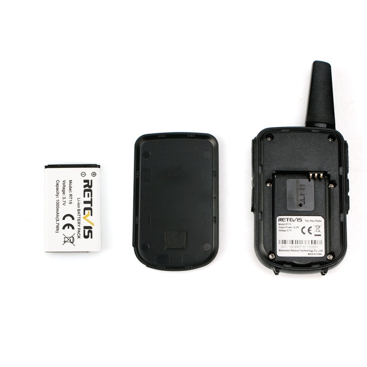 RETEVIS RT15 400-470MHz 16CHS Mini Two Way Radio Walkie Talkie, EU Plug(Black) - free shipping - PMC Jewellery - Order now!