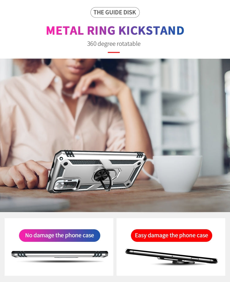 For Xiaomi Redmi Note 10 Pro Shockproof TPU + PC Protective Case with 360 Degree Rotating Holder(Silver) - Xiaomi Cases by PMC TechLife | Online Shopping South Africa | PMC TechLife