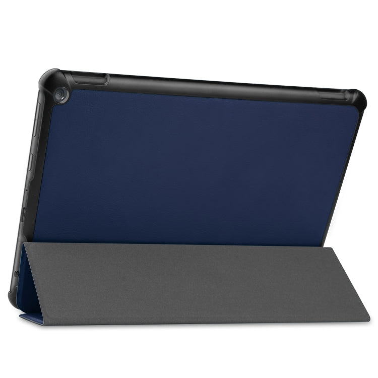 For Amazon Fire HD 10 (2021) Custer Texture Horizontal Flip Leather Case with Three-folding Holder & Sleep / Wake-up Function(Dark Blue) - Amazon by PMC TechLife | Online Shopping South Africa | PMC TechLife | Buy Now Pay Later Mobicred