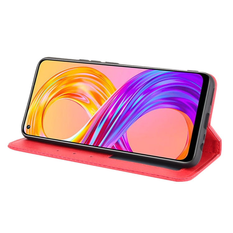 For OPPO Realme 8 4G / Realme 8 Pro 4G Magnetic Buckle Retro Crazy Horse Texture Horizontal Flip Leather Case with Holder & Card Slots & Photo Frame(Red) - Realme Cases by PMC TechLife | Online Shopping South Africa | PMC TechLife | Buy Now Pay Later Mobicred