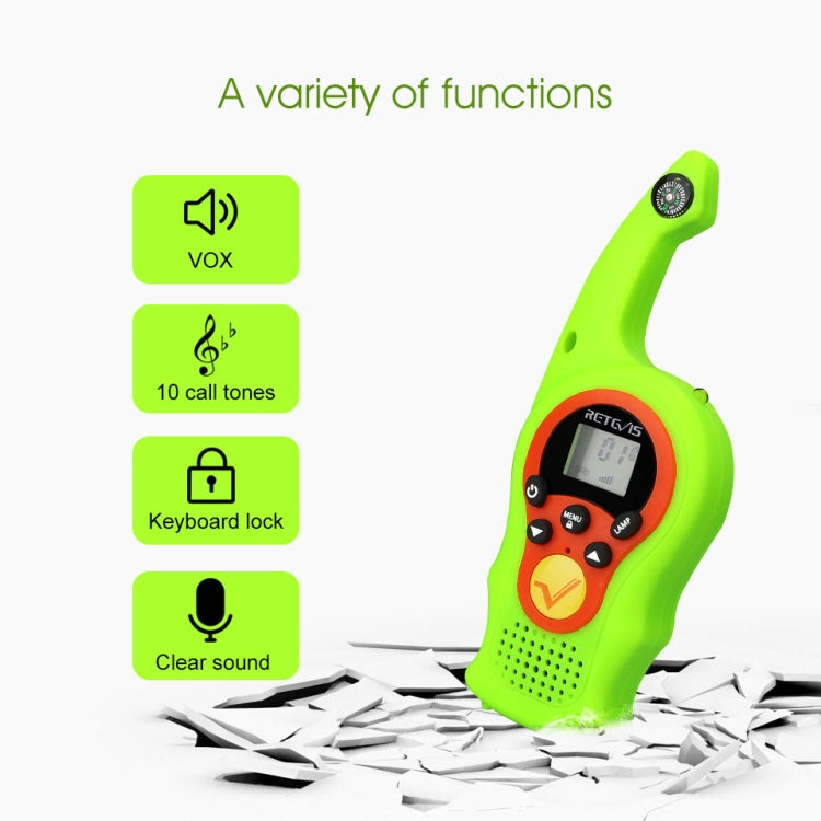 1 Pair RETEVIS RT75 0.5W US Frequency 22CHS FRS License-free Children Handheld Walkie Talkie(Green) - free shipping - PMC Jewellery - Order now!