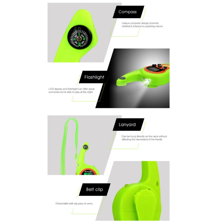 1 Pair RETEVIS RT75 0.5W US Frequency 22CHS FRS License-free Children Handheld Walkie Talkie(Green) - free shipping - PMC Jewellery - Order now!