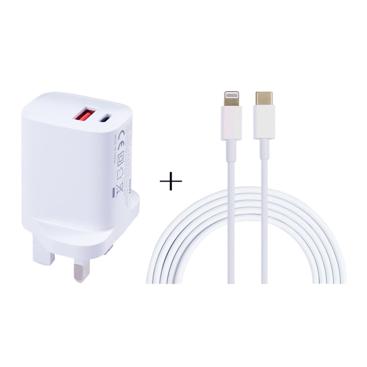 E087 20W USB-C / Type-C + USB Ports Charger with 100W Type-C to 8 Pin Fast Charging Cable 1m, UK Plug - free shipping - PMC Jewellery - Order now!