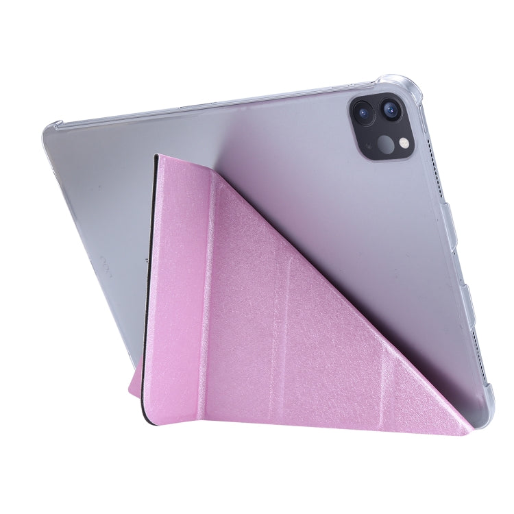 For iPad Air 13 2025 / 2024 / iPad Pro 12.9 2022 / 2021 Silk Texture Horizontal Deformation Flip Leather Tablet Case with Holder(Pink) - iPad Pro 12.9 (2022/2021) Cases by PMC TechLife | Online Shopping South Africa | PMC TechLife | Buy Now Pay Later Mobicred